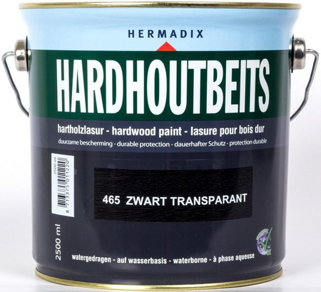 Hermadix Hardhoutbeits 465 Zwart transparant 2500 ml