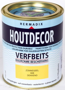 Hermadix Houtdecor dekkend 608 zonnegeel 750 ml
